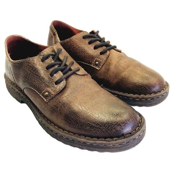 Born Shoes Distressed Leather Lace Oxford Brown 8.5 41.5 Mens Samson Preppy Y2K - Picture 9 of 12
